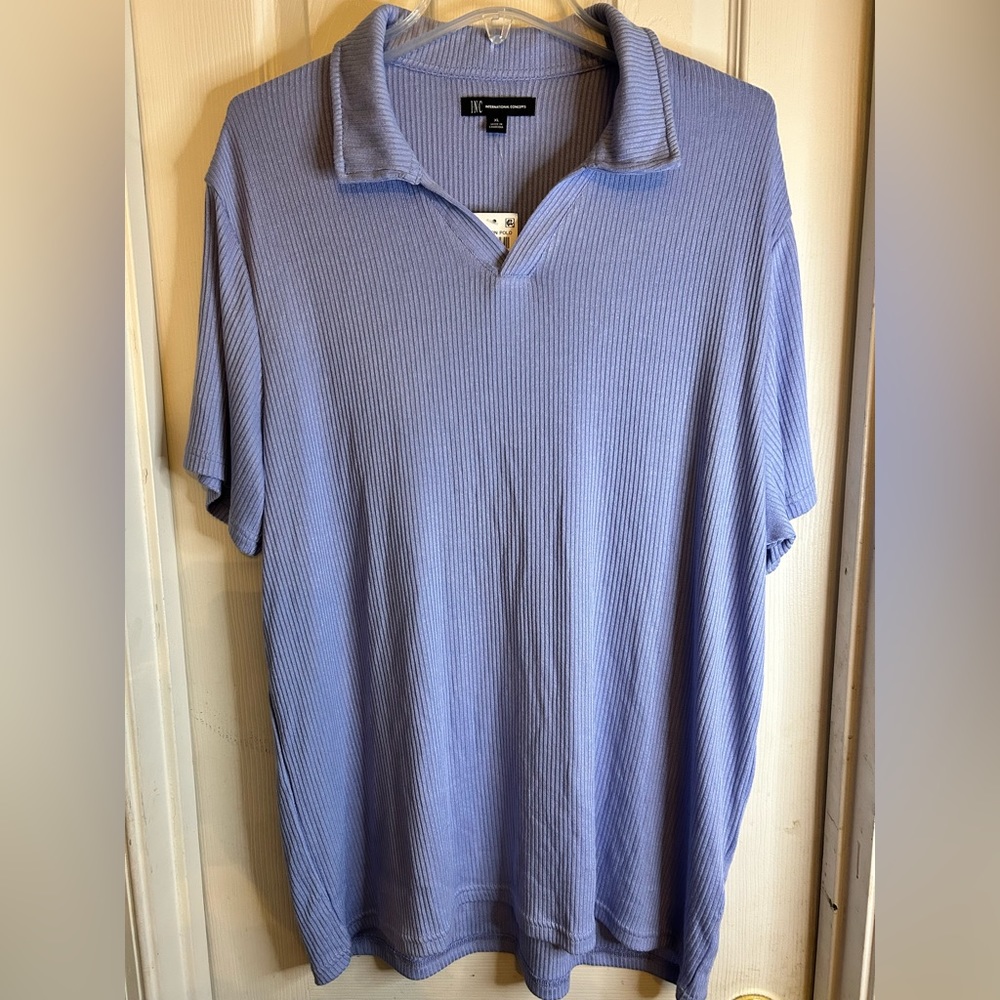 NEW NC INTERNATIONAL CONCEPTS RIBBED LT PURPLE FASHION POLO COLLARED SIZE XL